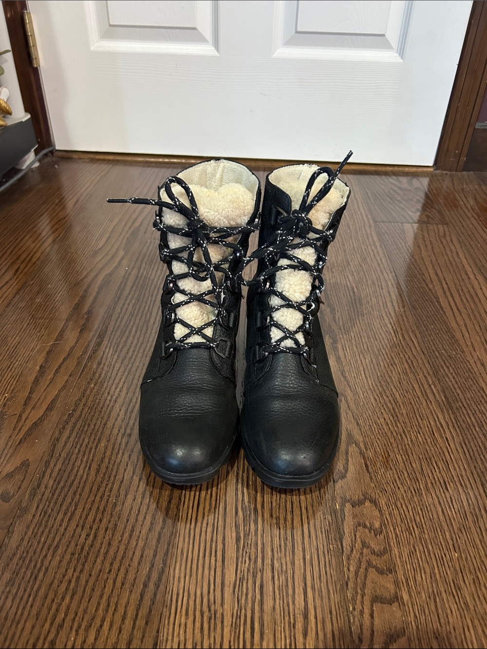 Sorel Black leather phoenix Faux-Shearling Lace-Up Women's Winter Boots